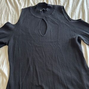 New York & Company Black Ribbed Midi Sweater